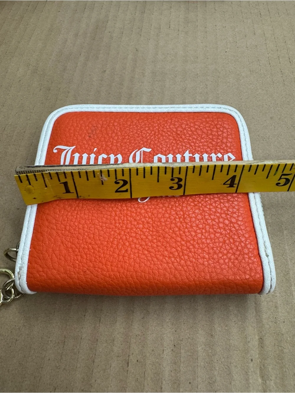 Juicy Couture Orange Wallet with White Trim and Gold Heart Charm